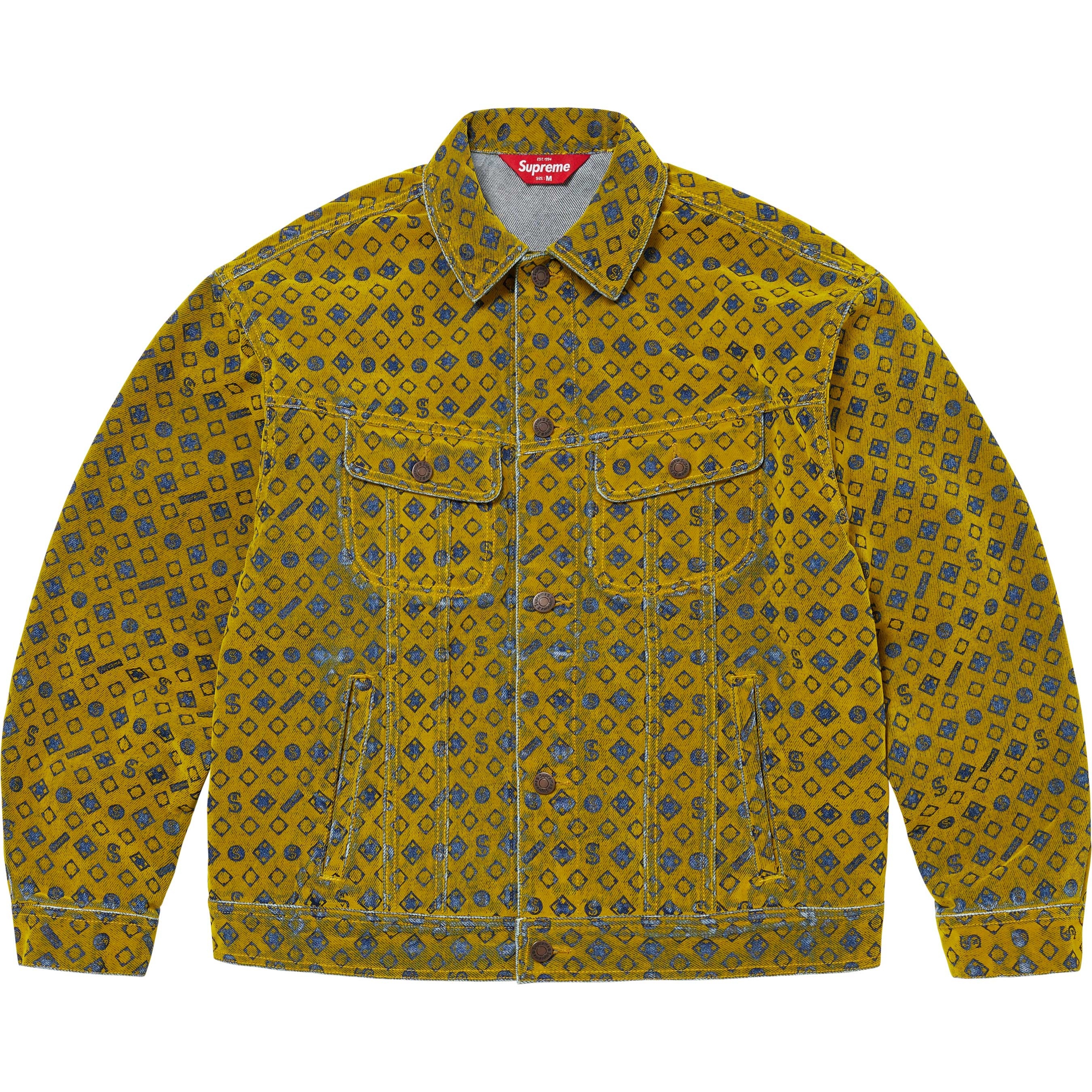 Flocked Denim Trucker Jacket view 3
